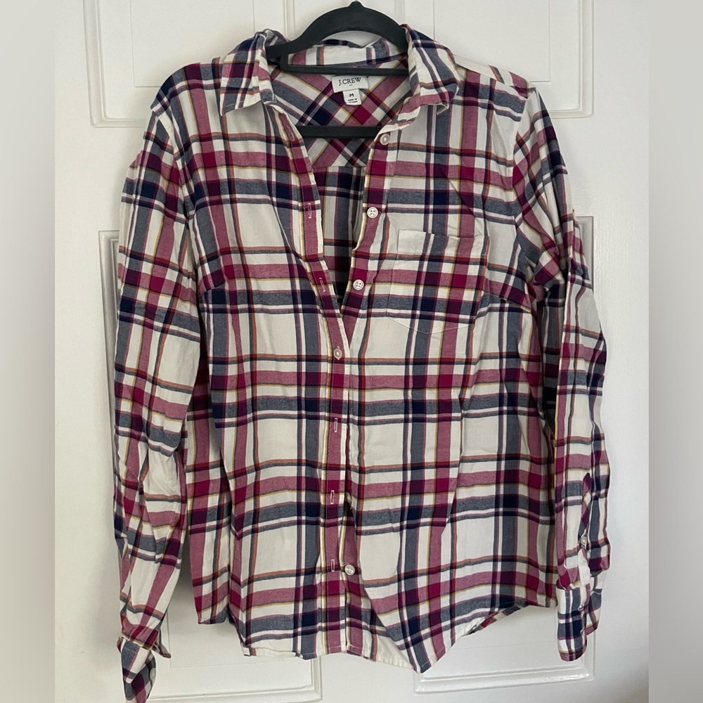 JCrew Pink/Blue/White Flannel